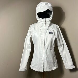 Patagonia white rain jacket shell